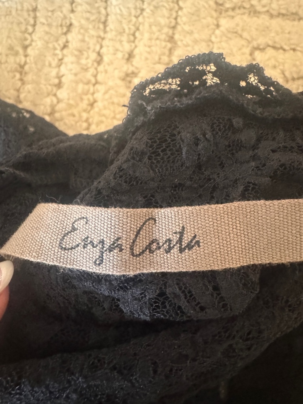 Enza Costa Lace Black Lace Long-Sleeve Top - Picture 5 of 5